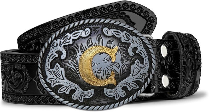 Btilasif Store Western Belt Buckle Western Cowboy Initial Letters ABCDJMR to Z Oval Belt Buckle for Men Women Boys Girls - Image 2